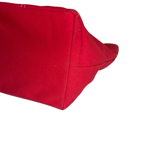 Lillian Vernon 100% Cotton Canvas Mini Tote with Leather Handles Red - Picture 3 of 13